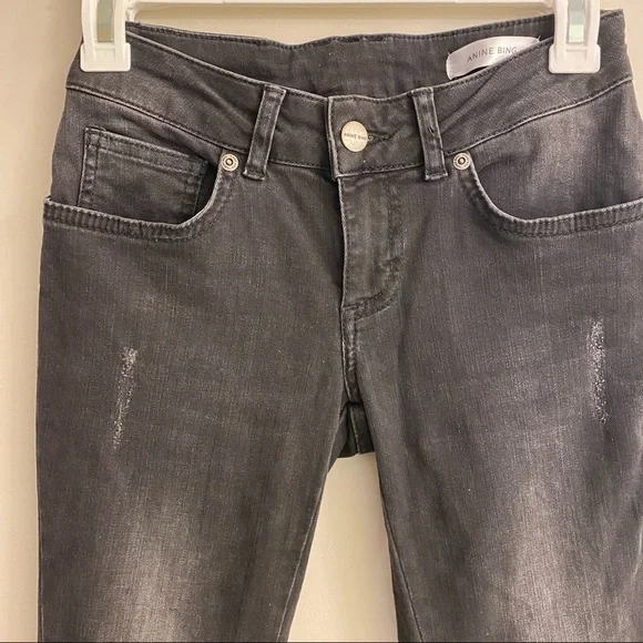 Anine Bing Black Distressed Skinny Jeans - Picture 3 of 8